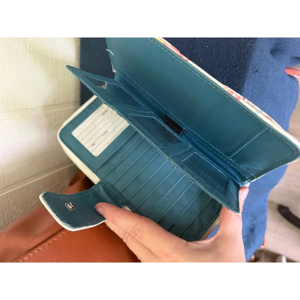 Bundle Cognac Saffiano Laptop Tote Bag and Floral Zip Around Wallet Set - Picture 8 of 8